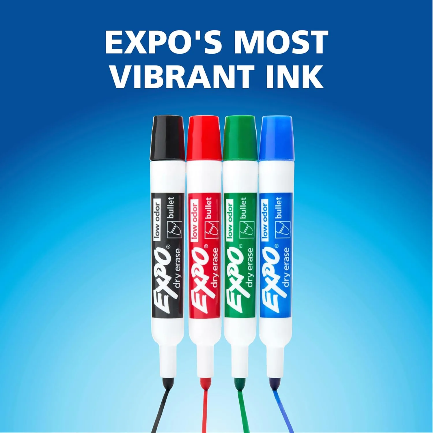 EXPO Dry Erase Markers, Low Odor Ink, Black, Bullet Tip, 12 Count - Whiteboard, Calendar, Organization