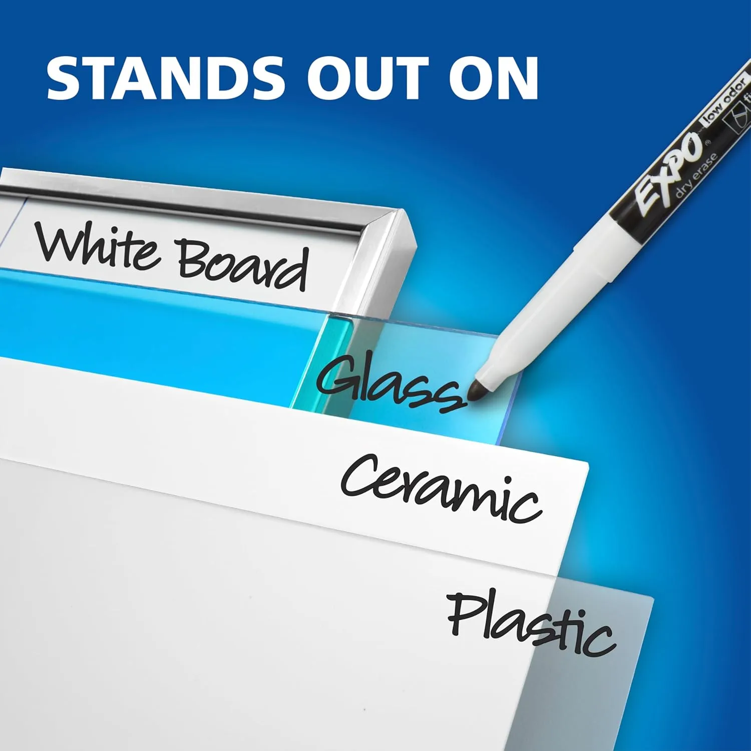 EXPO Low Odor Dry Erase Marker Set with White Board Eraser and Cleaner, Fine Tip, 7-Piece