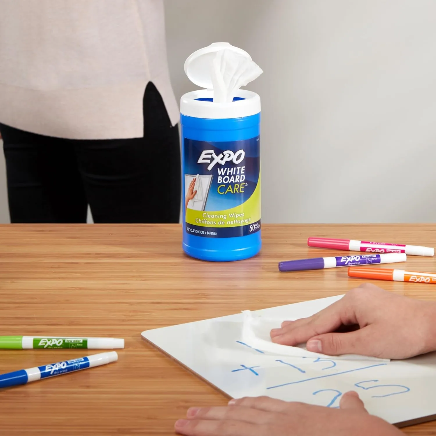 EXPO Dry Erase Cleaning Wipes, 6 in x 9 in, 50 Count