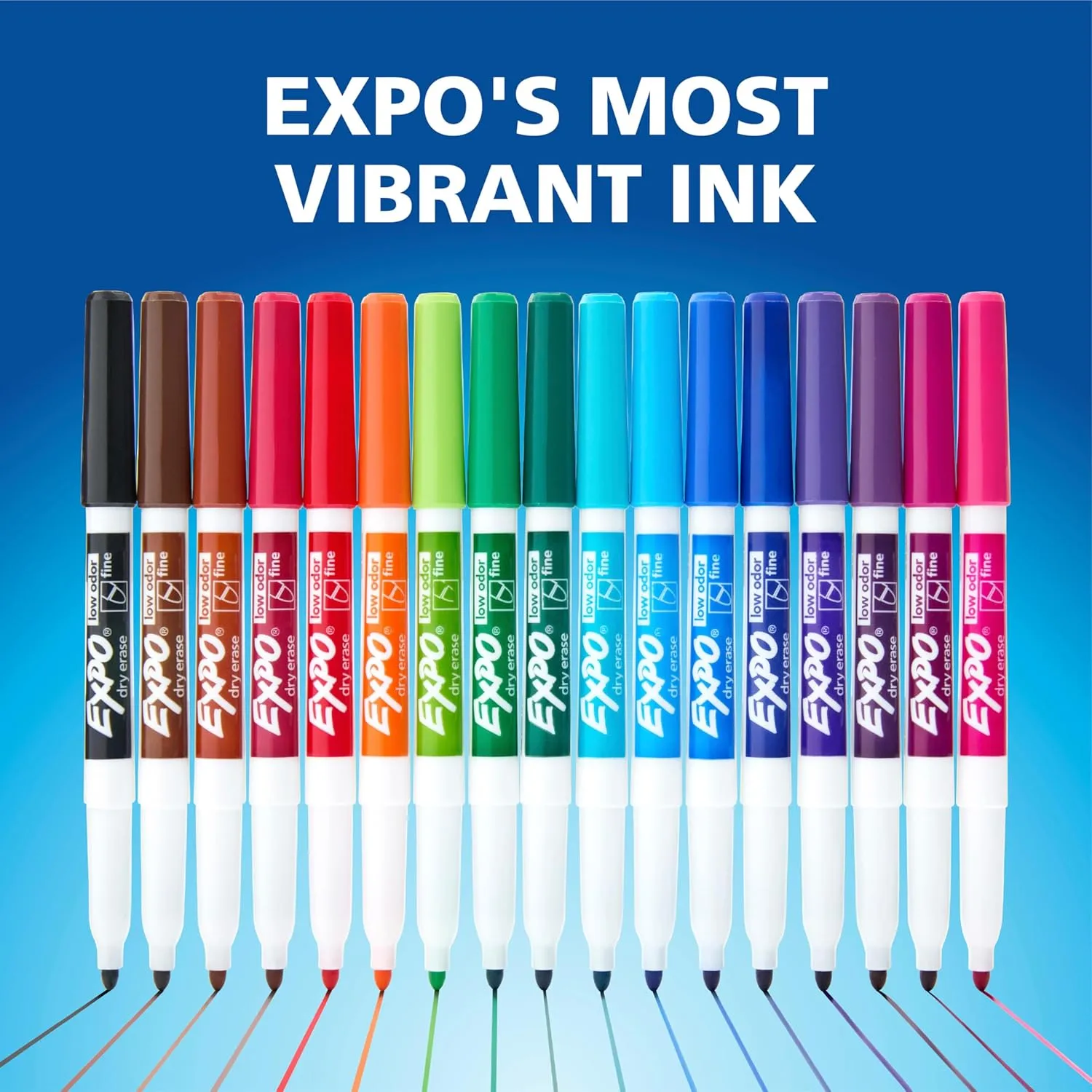 EXPO Low-Odor Dry-Erase Markers, Fine Tip, Black