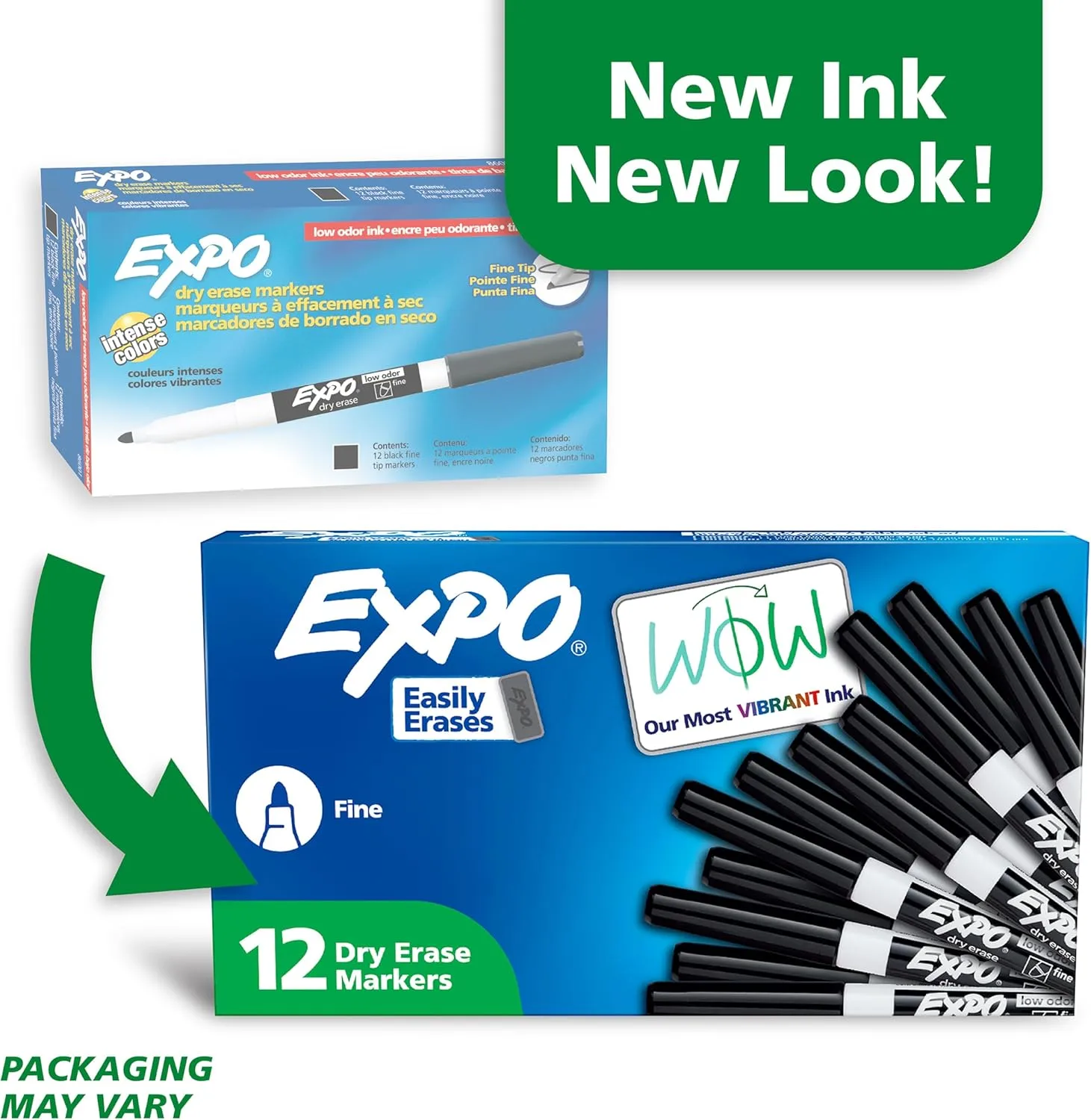 EXPO Low-Odor Dry-Erase Markers, Fine Tip, Black