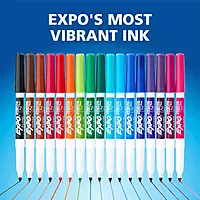 EXPO Low-Odor Dry-Erase Markers, Fine Tip, Black - 12 Count