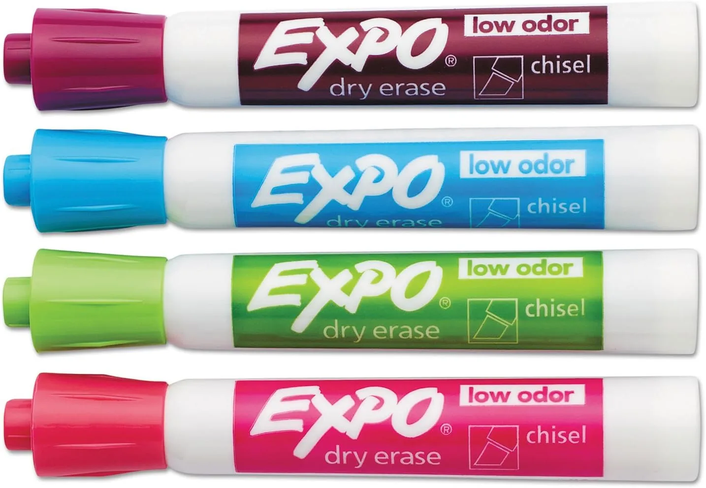 EXPO Low-Odor Dry-Erase Markers, Chisel Tip, Assorted Pastel - Pack of 4