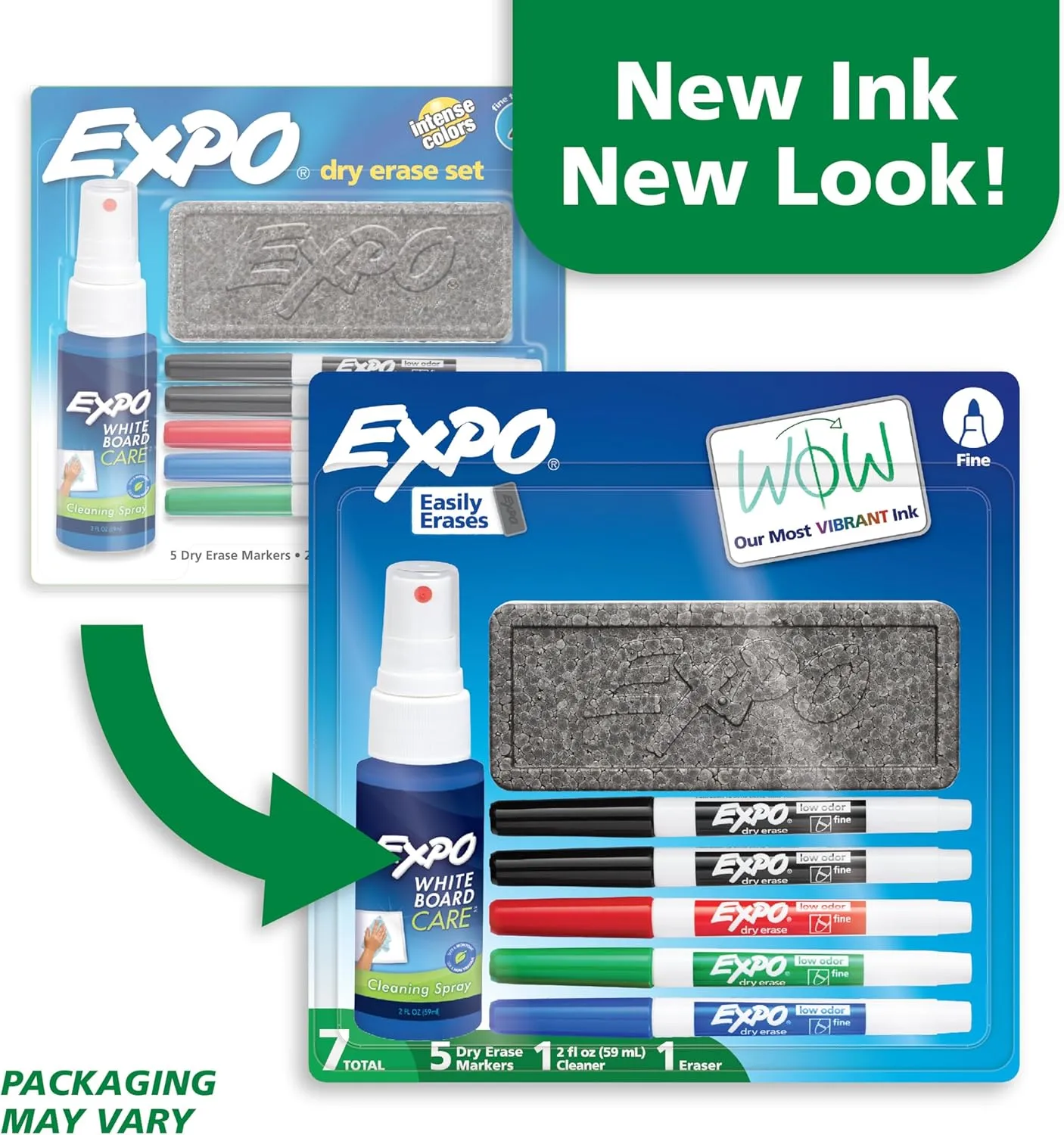 EXPO Low Odor Dry Erase Marker Set with White Board Eraser and Cleaner, Fine Tip, 7-Piece