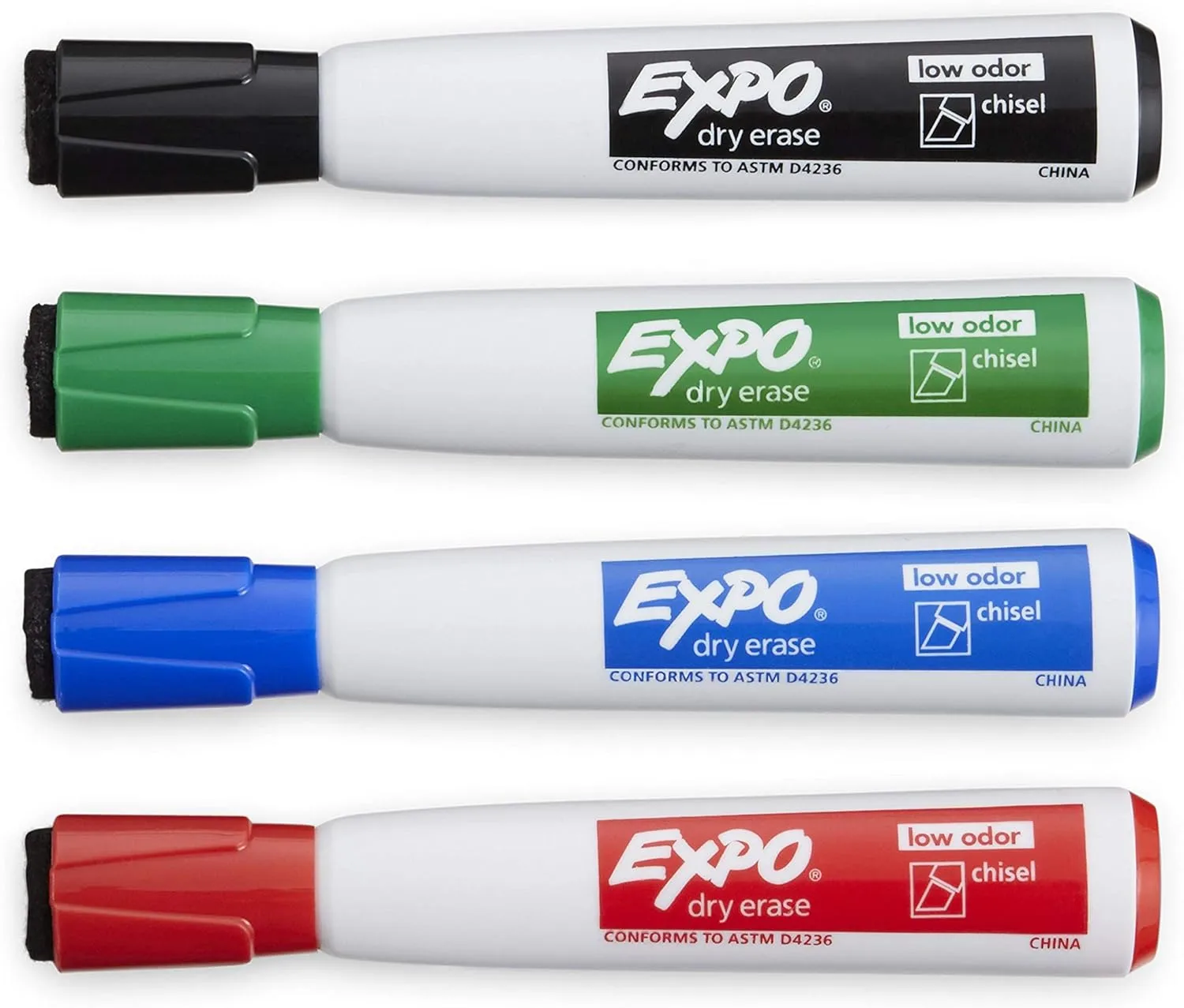 EXPO Magnetic Dry Erase Markers with Eraser, Chisel Tip