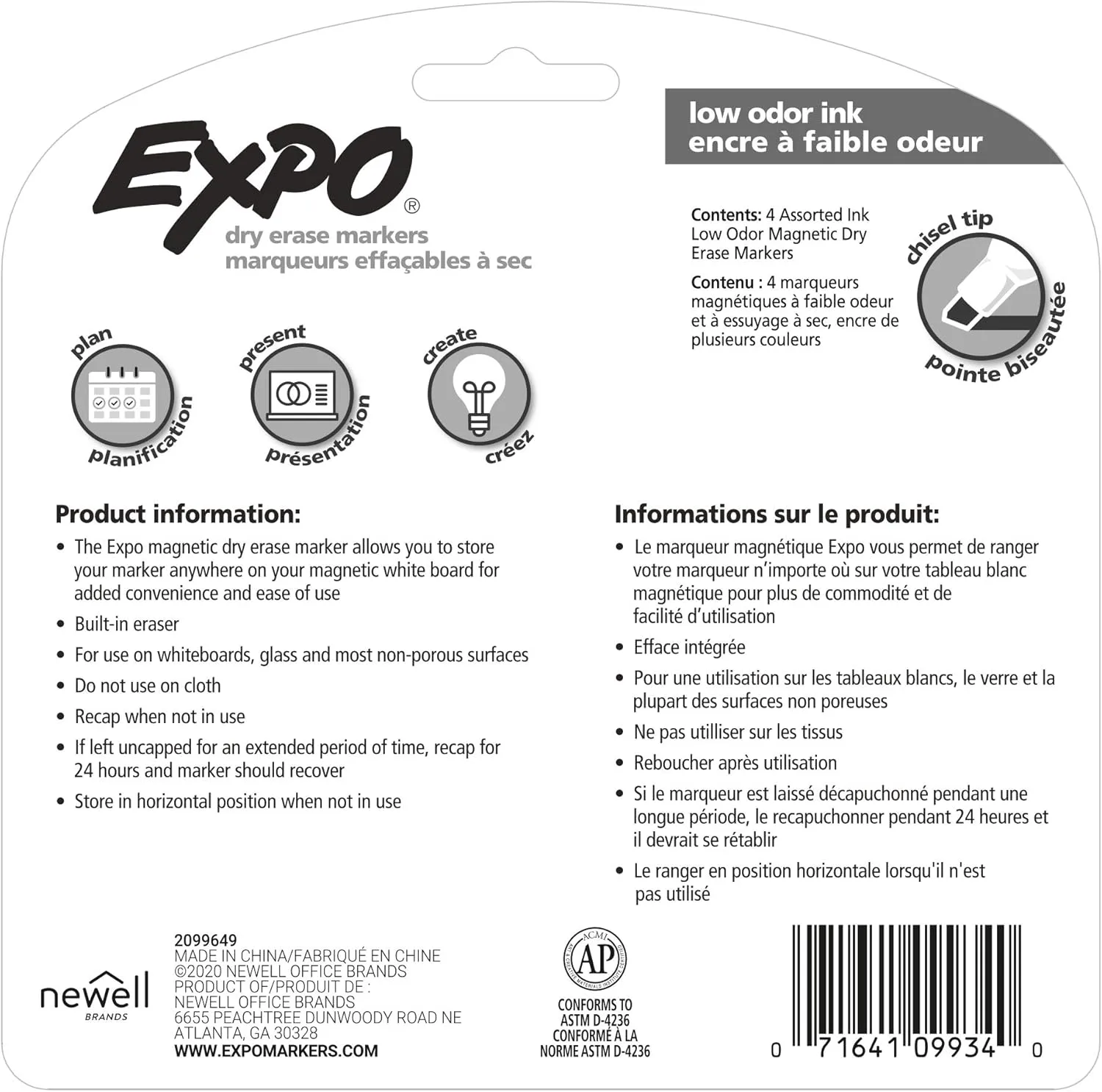 EXPO Magnetic Dry Erase Markers with Eraser, Chisel Tip