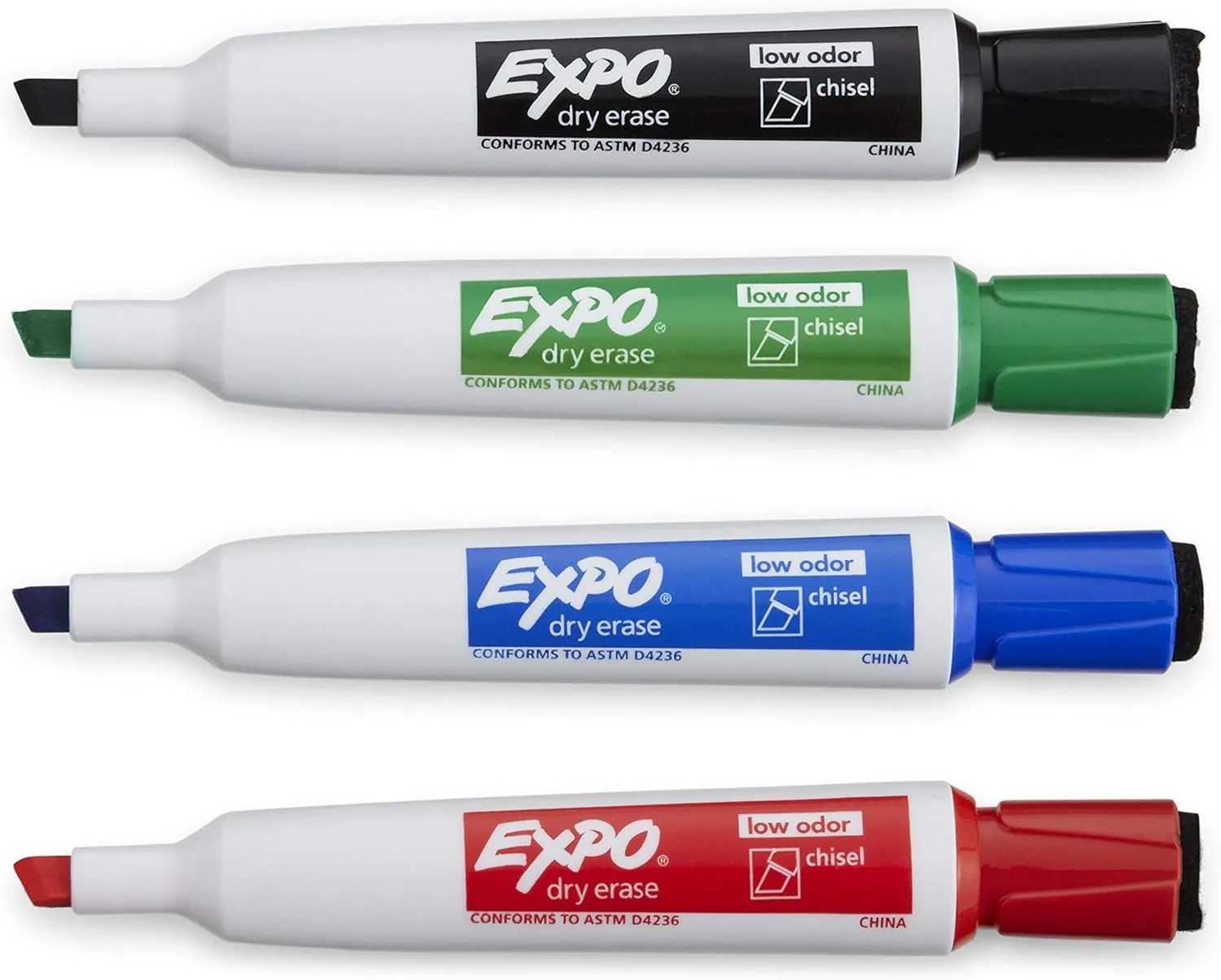EXPO Magnetic Dry Erase Markers with Eraser, Chisel Tip