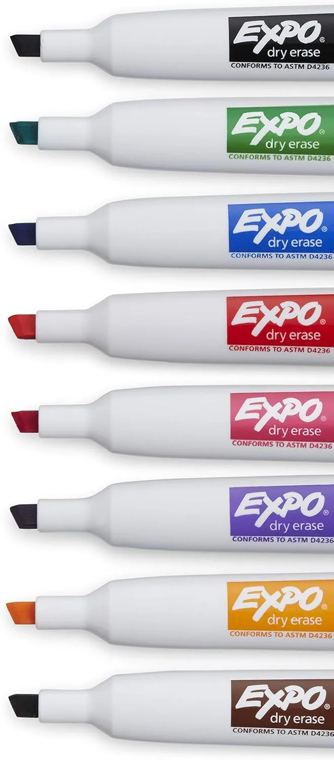 EXPO Magnetic Dry Erase Markers with Eraser, Chisel Tip