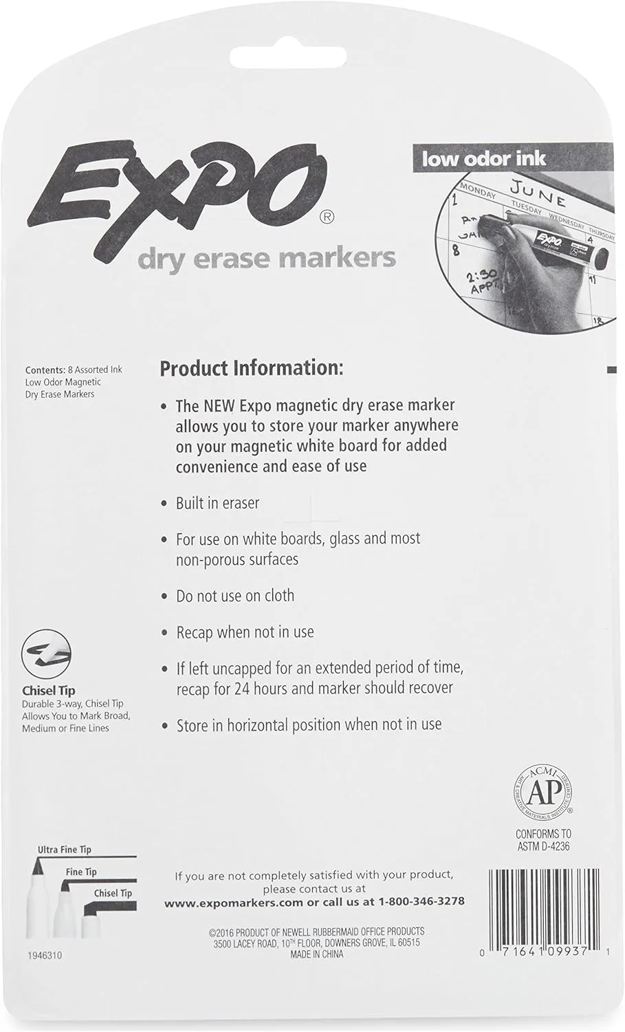 EXPO Magnetic Dry Erase Markers with Eraser, Chisel Tip