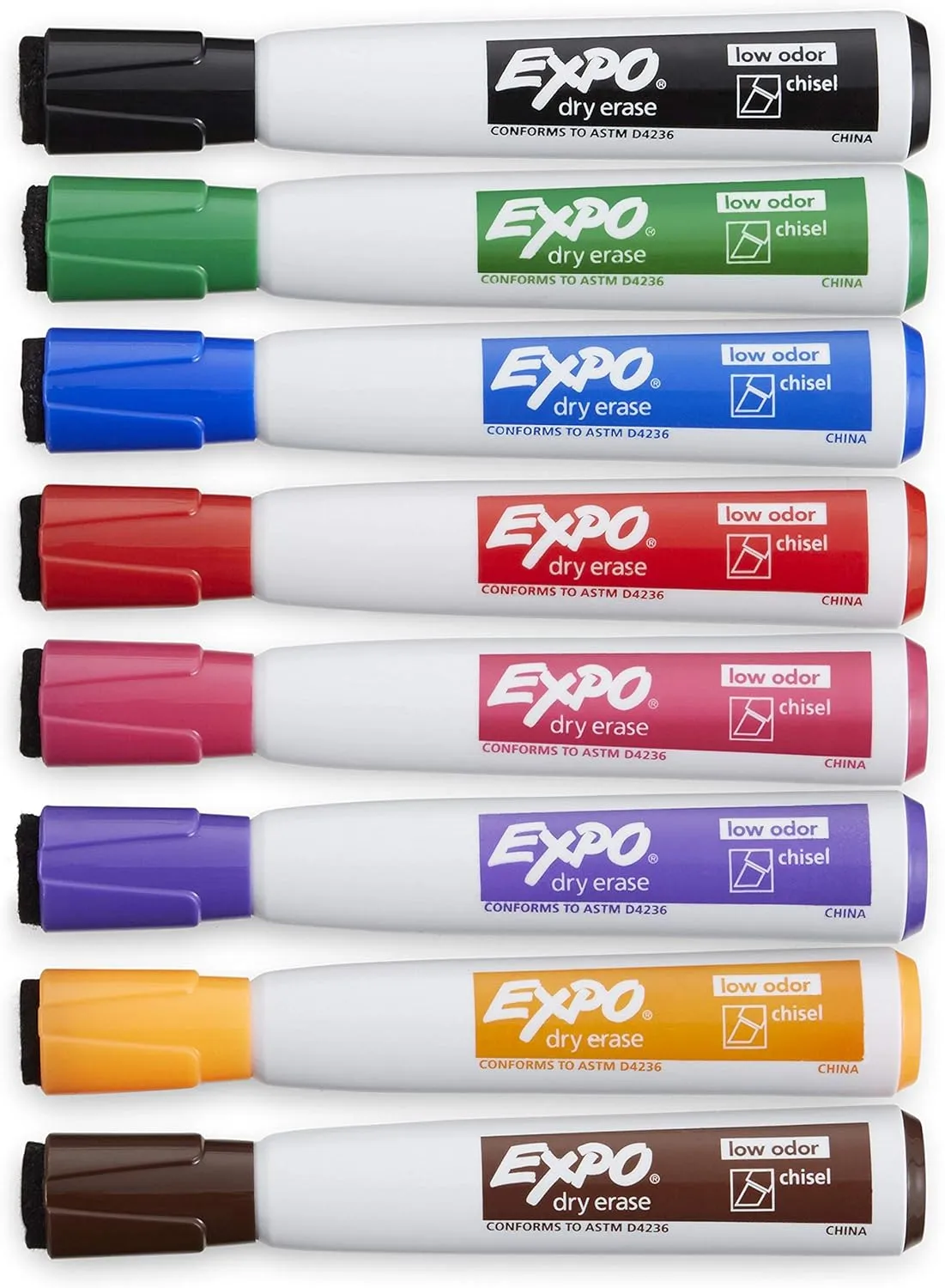 EXPO Magnetic Dry Erase Markers with Eraser, Chisel Tip