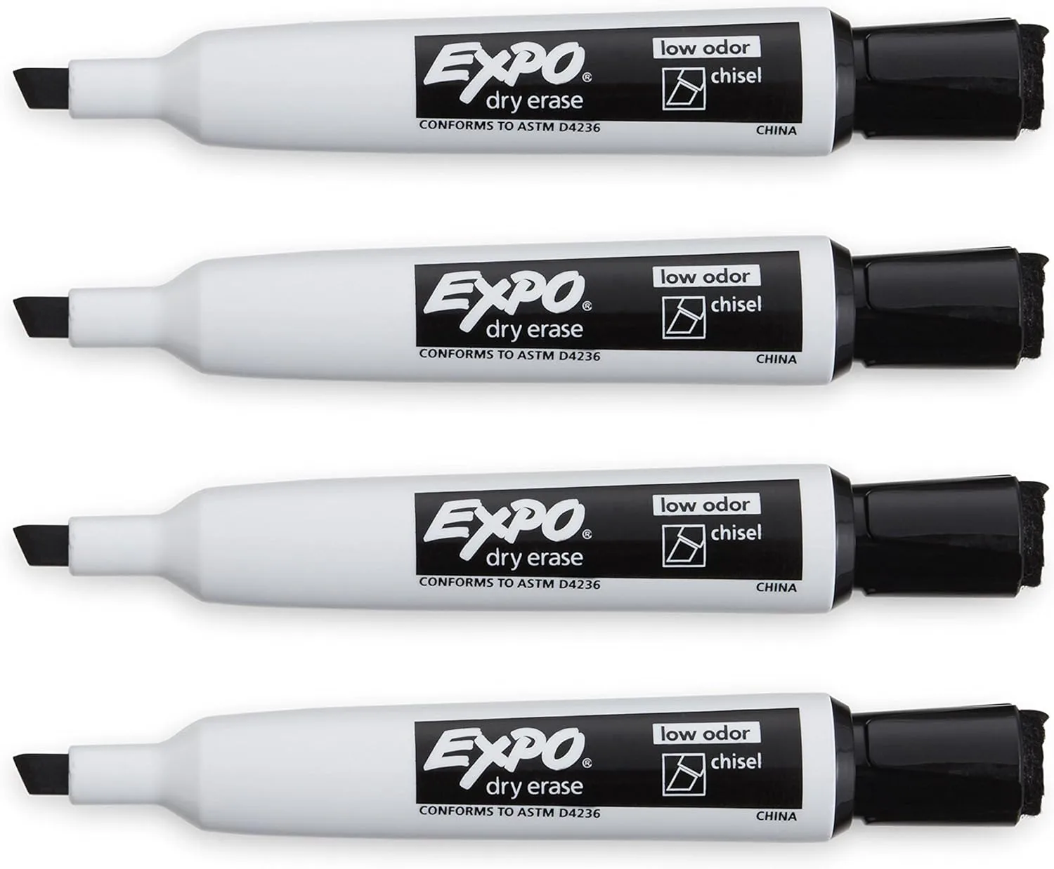 EXPO Magnetic Dry Erase Markers with Eraser, Chisel Tip