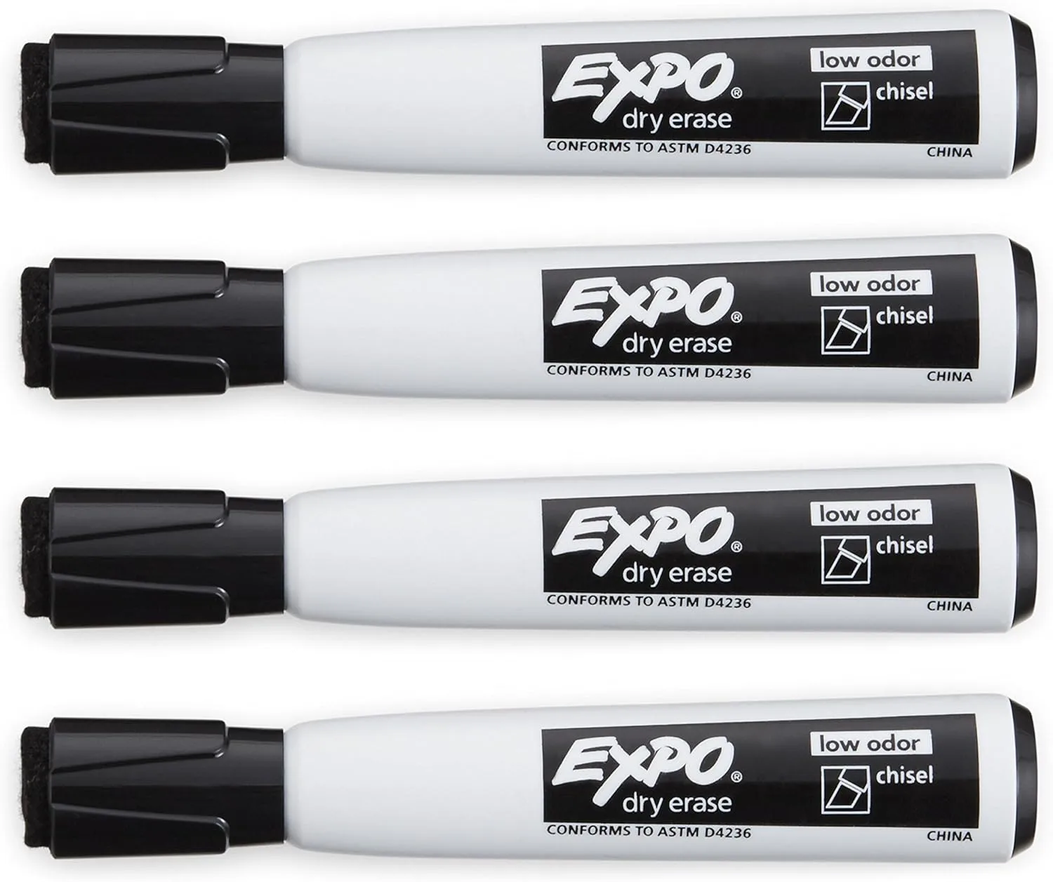 EXPO Magnetic Dry Erase Markers with Eraser, Chisel Tip