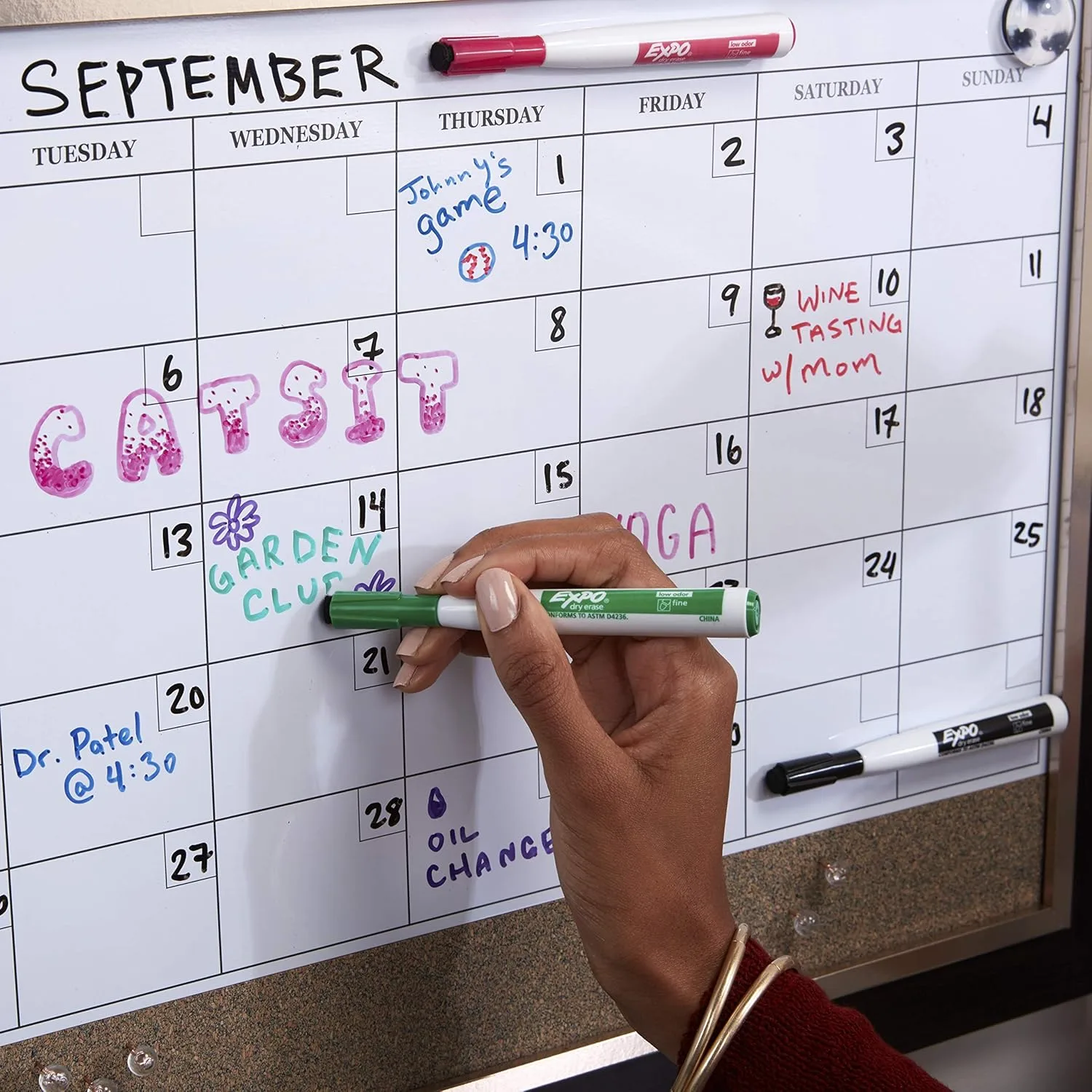 EXPO Magnetic Dry Erase Markers with Eraser, Fine Tip
