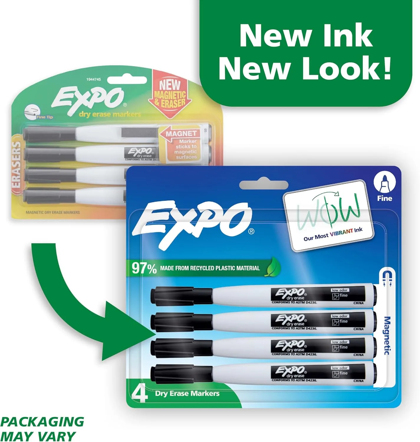 EXPO Magnetic Dry Erase Markers with Eraser, Fine Tip