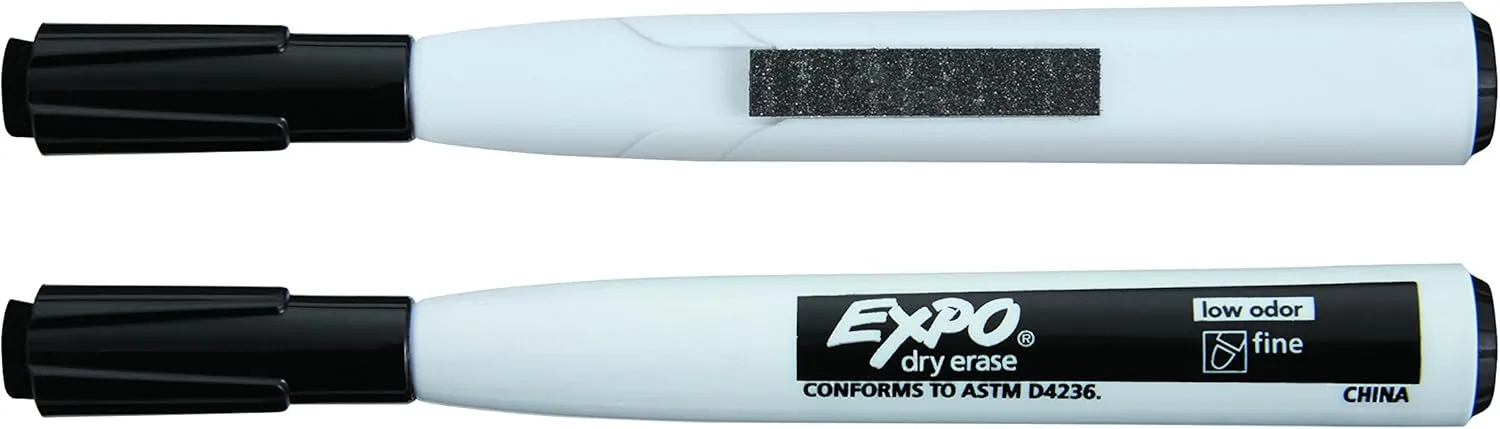 EXPO Magnetic Dry Erase Markers with Eraser, Fine Tip