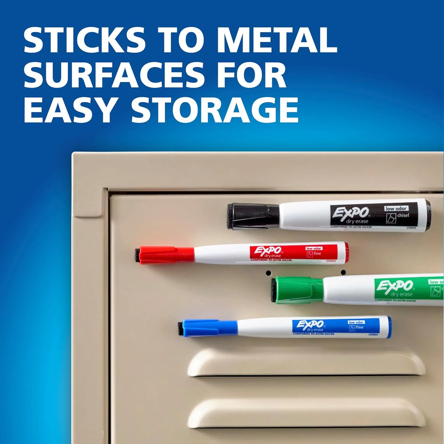 EXPO Magnetic Dry Erase Markers with Eraser, Fine Tip