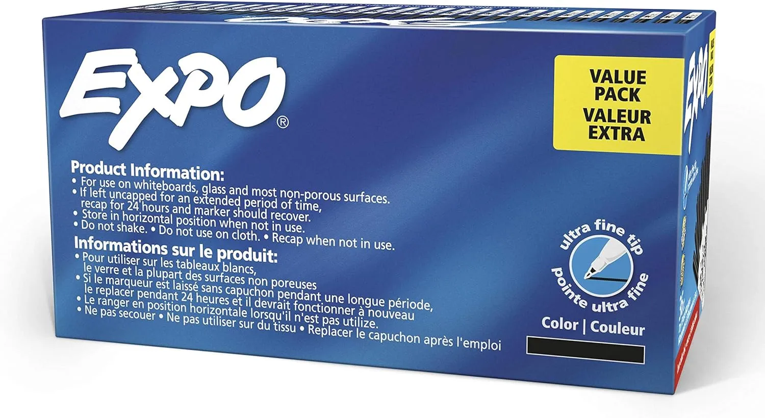 EXPO Low Odor Ultra Fine Dry Erase Markers, Black, 36 Count