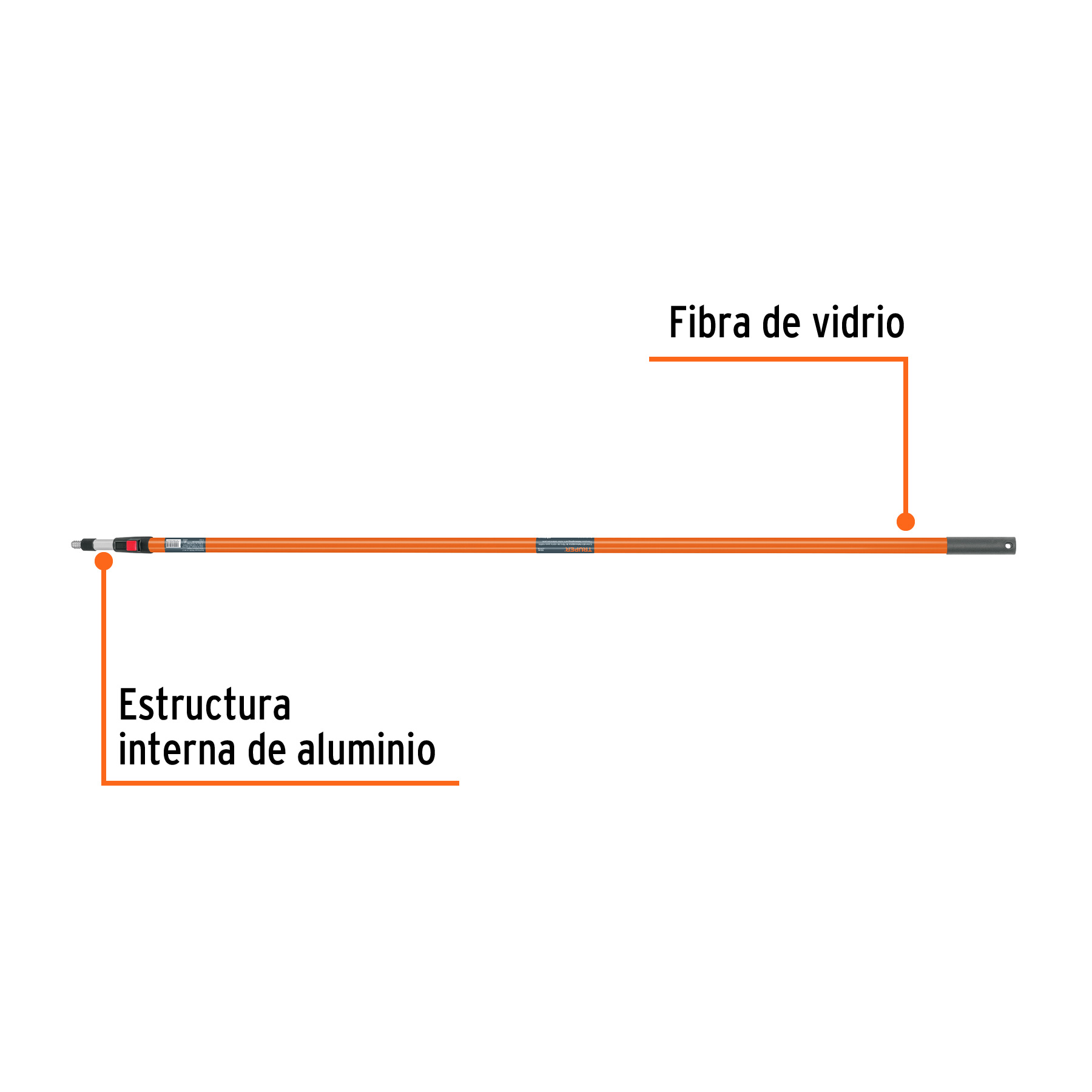 Extensión de fibra de vidrio para rodillo, 3.6 m - EXTF-36 / 10546