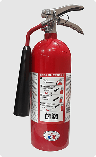 Extintor de dióxido de carbón tipo BC de 4.5 kgs.