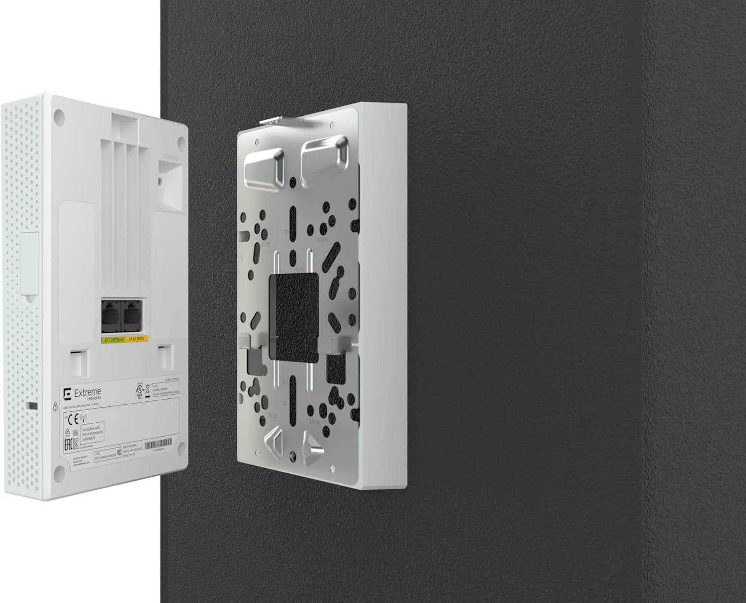 Extreme Networks AP302W-FCC Wall-Plate Access Point Wi-Fi 6 2x2:2, Integrated Switch Ports, WPA3