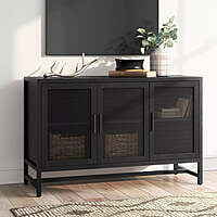 Modern Black Sideboard Cabinet | 3 Door Storage Console for Living & Dining