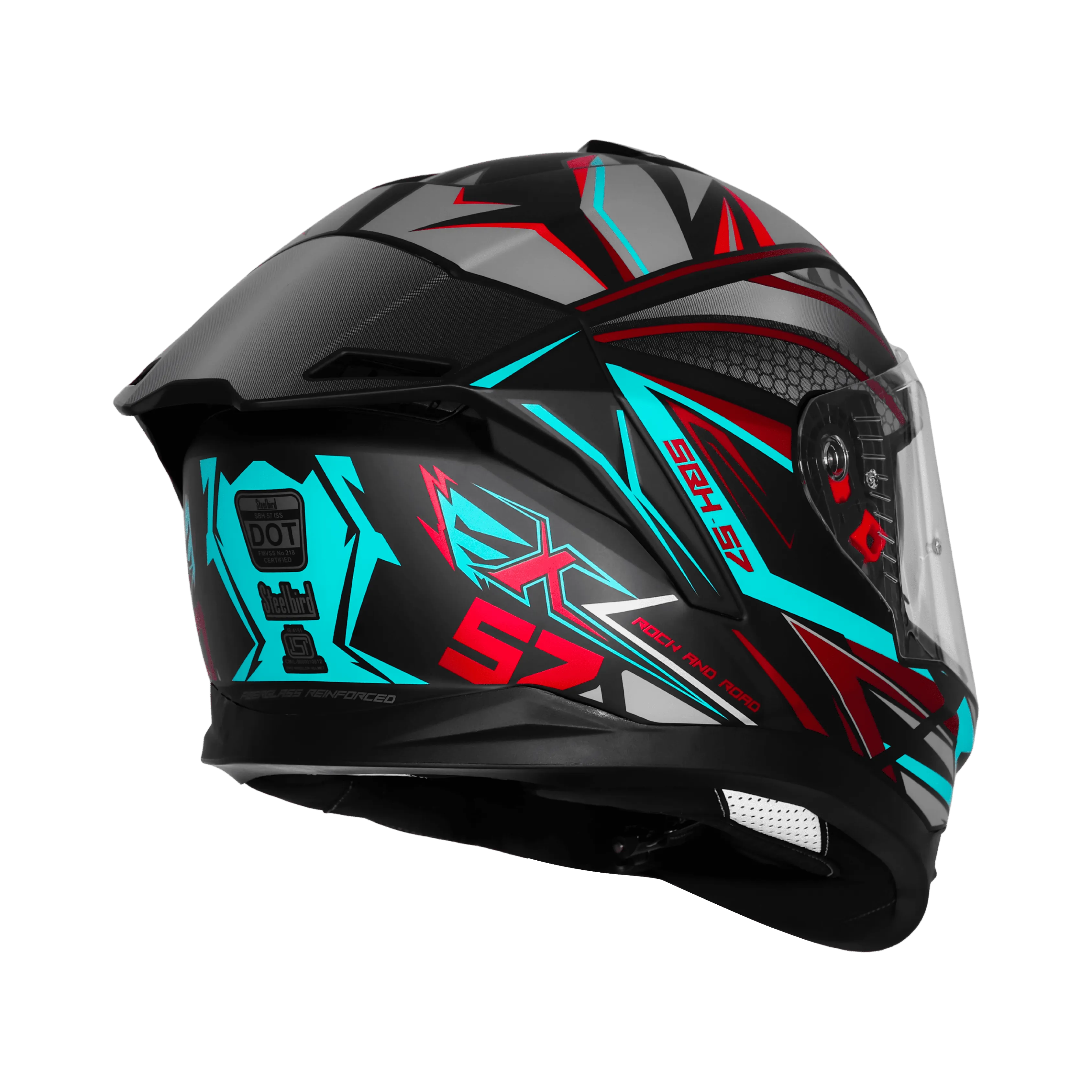 STEELBIRD SBH-57 ISS FIGHTER F12 GLOSSY BLACK/SEA GREEN/RED FOIL C/V 580 MM WITH EXTRA CHROME VISOR STEELBIRD SBH-57 ISS FIGHTER F12 GLOSSY BLACK/SEA GREEN/RED FOIL C/V 580 MM WITH EXTRA CHROME VISOR