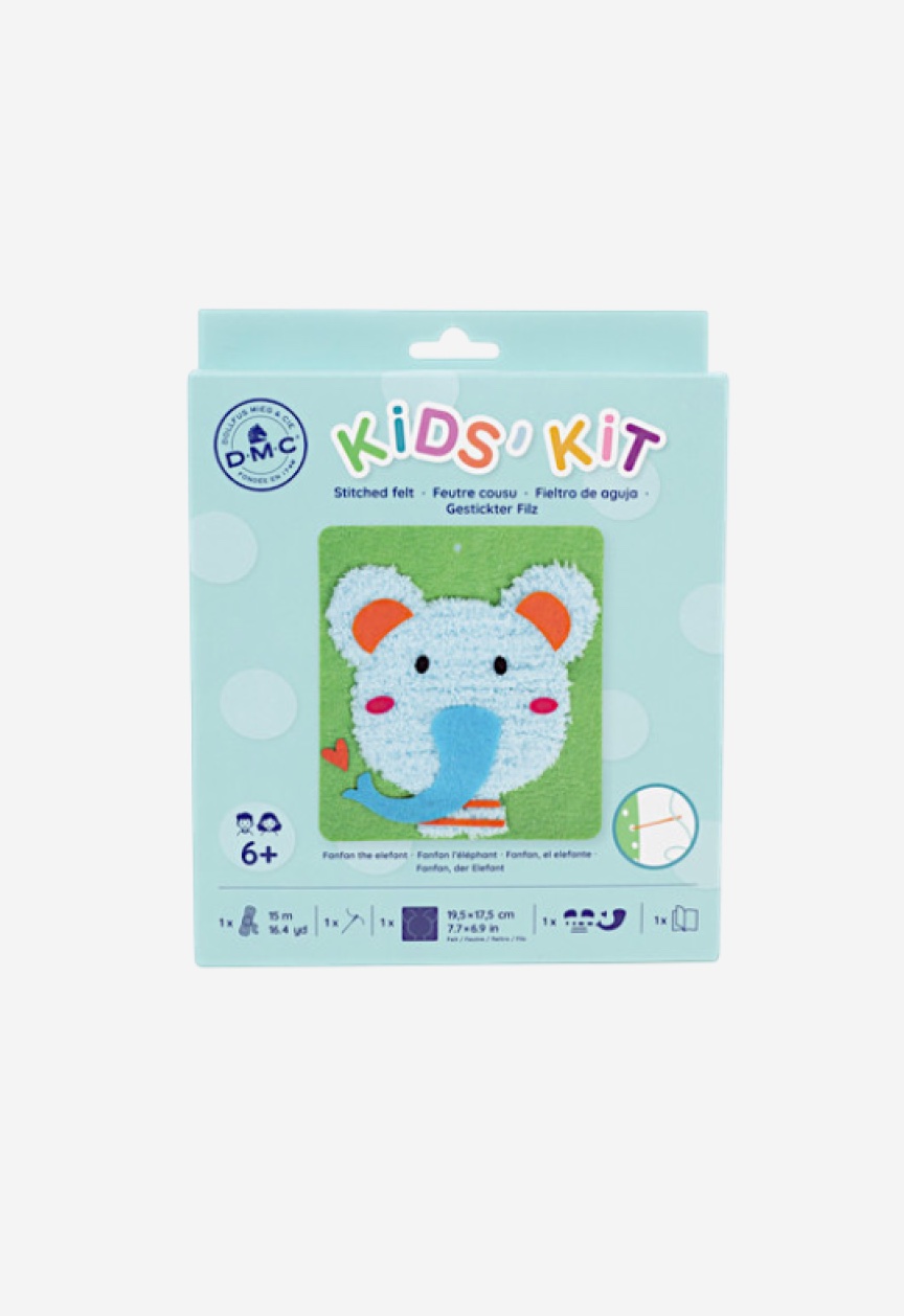 DMC Kids' Kit - Kit Feltro FANFAN L'ELEFANTE (F003K) DMC Kids' Kit - Kit Feltro FANFAN L'ELEFANTE (F003K)