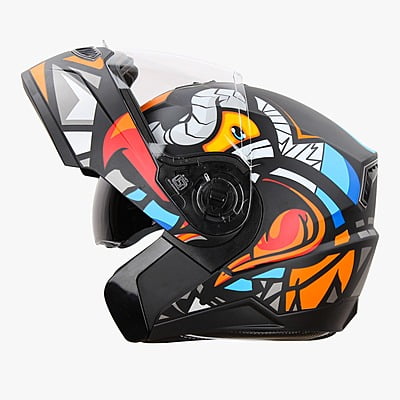 STEELBIRD SBA-7 ISS BIRDIE GLOSSY BLACK/ORANGE C/V (M)