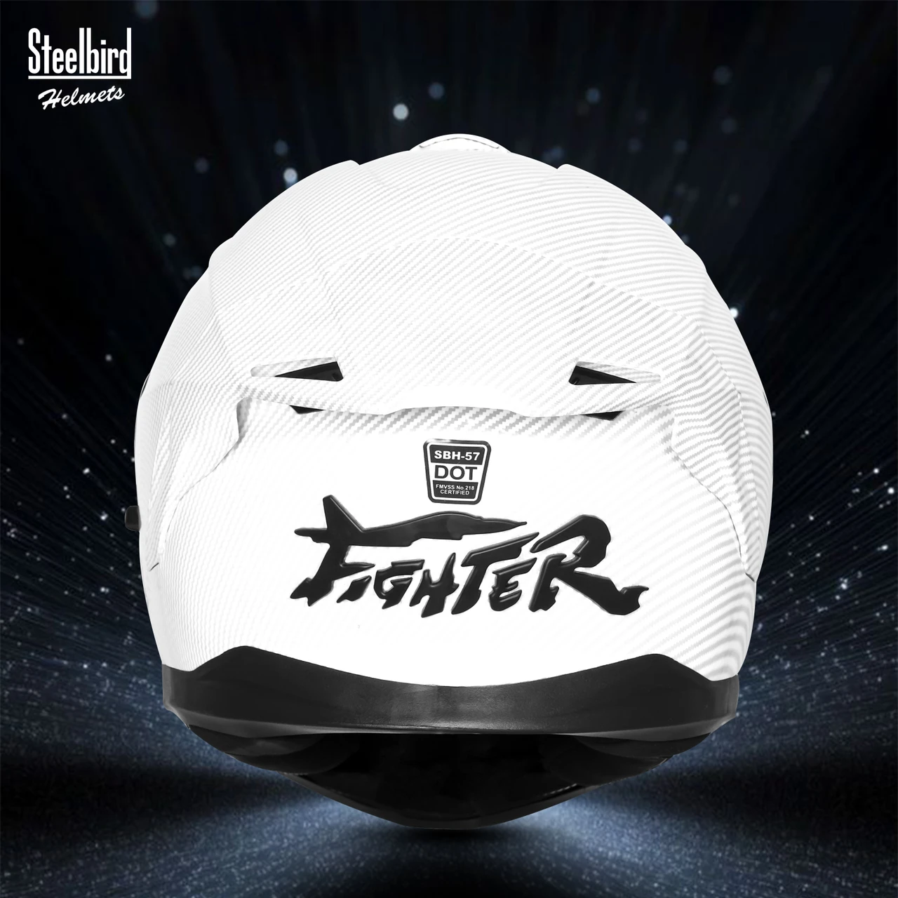STEELBIRD SBH-57 ISS FIGHTER F11 CARBON GLOSSY WHITE C/V 620MM WITH EXTRA CHROME SILVER VISOR STEELBIRD SBH-57 ISS FIGHTER F11 CARBON GLOSSY WHITE C/V 620MM WITH EXTRA CHROME SILVER VISOR