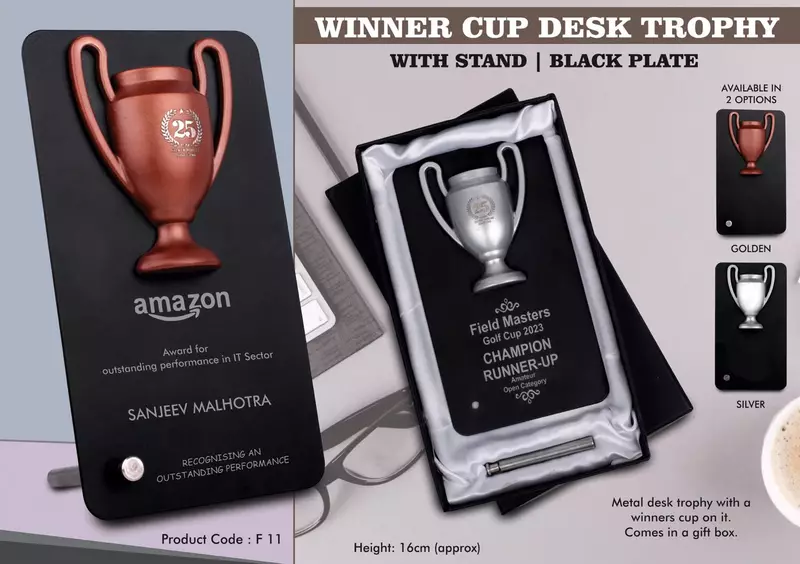 Winner Cup Desk Trophy with stand | Black Plate