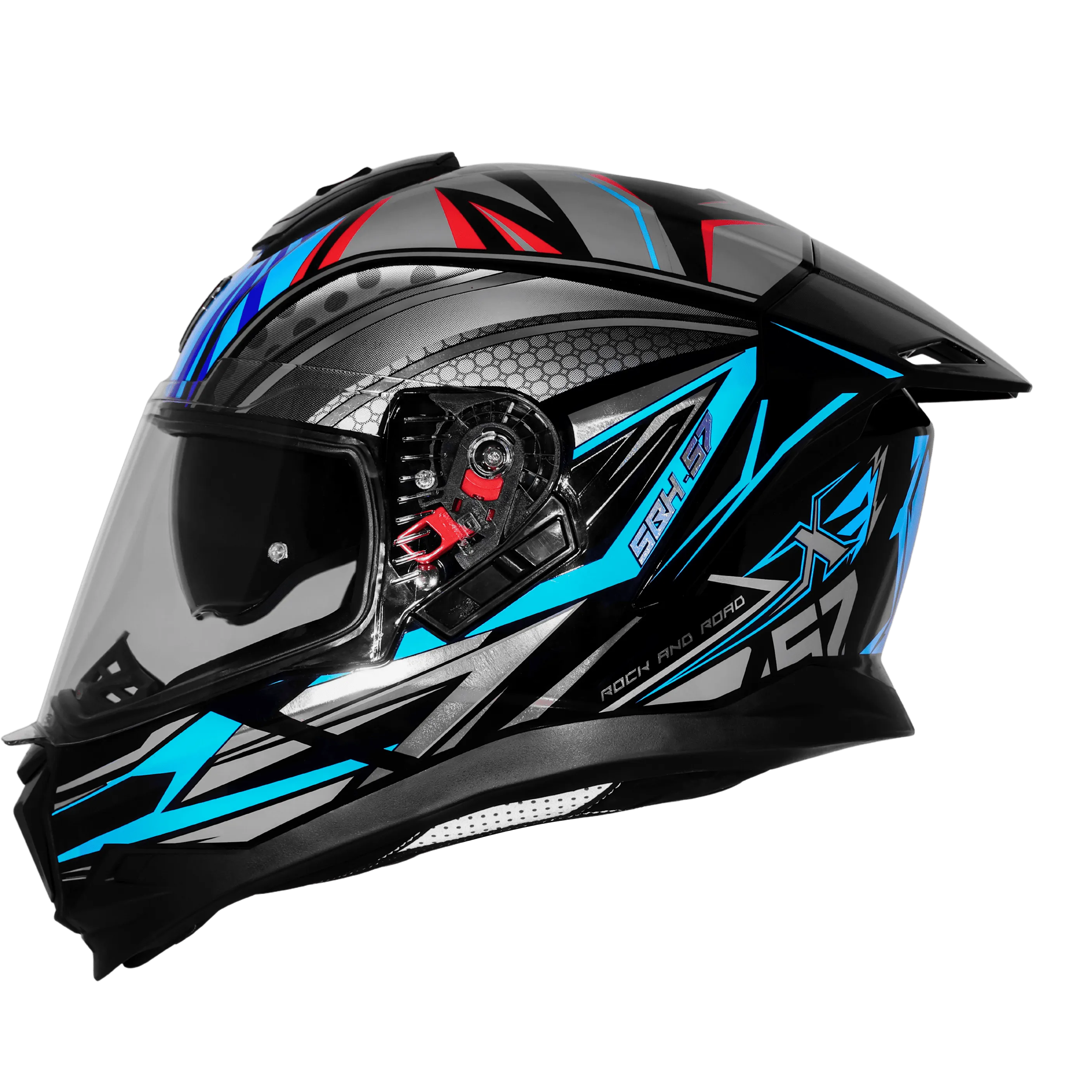 STEELBIRD SBH-57 ISS FIGHTER F12 GLOSSY BLACK/JAZZ BLUE/SILVER FOIL C/V 580 MM WITH EXTRA CHROME VISOR STEELBIRD SBH-57 ISS FIGHTER F12 GLOSSY BLACK/JAZZ BLUE/SILVER FOIL C/V 580 MM WITH EXTRA CHROME VISOR