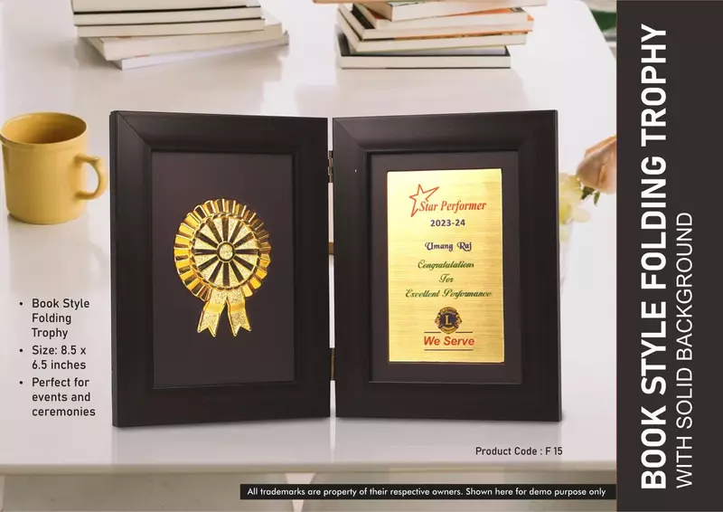 Book Style Folding Trophy with Award Motif