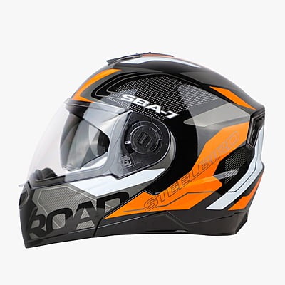 STEELBIRD SBA-7 ISS ROAD GLOSSY BLACK/ORANGE C/V (M)