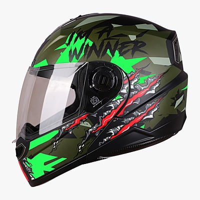 STEELBIRD SBA-7 WINNER MATT BLACK/FLUO GREEN C/V (L)