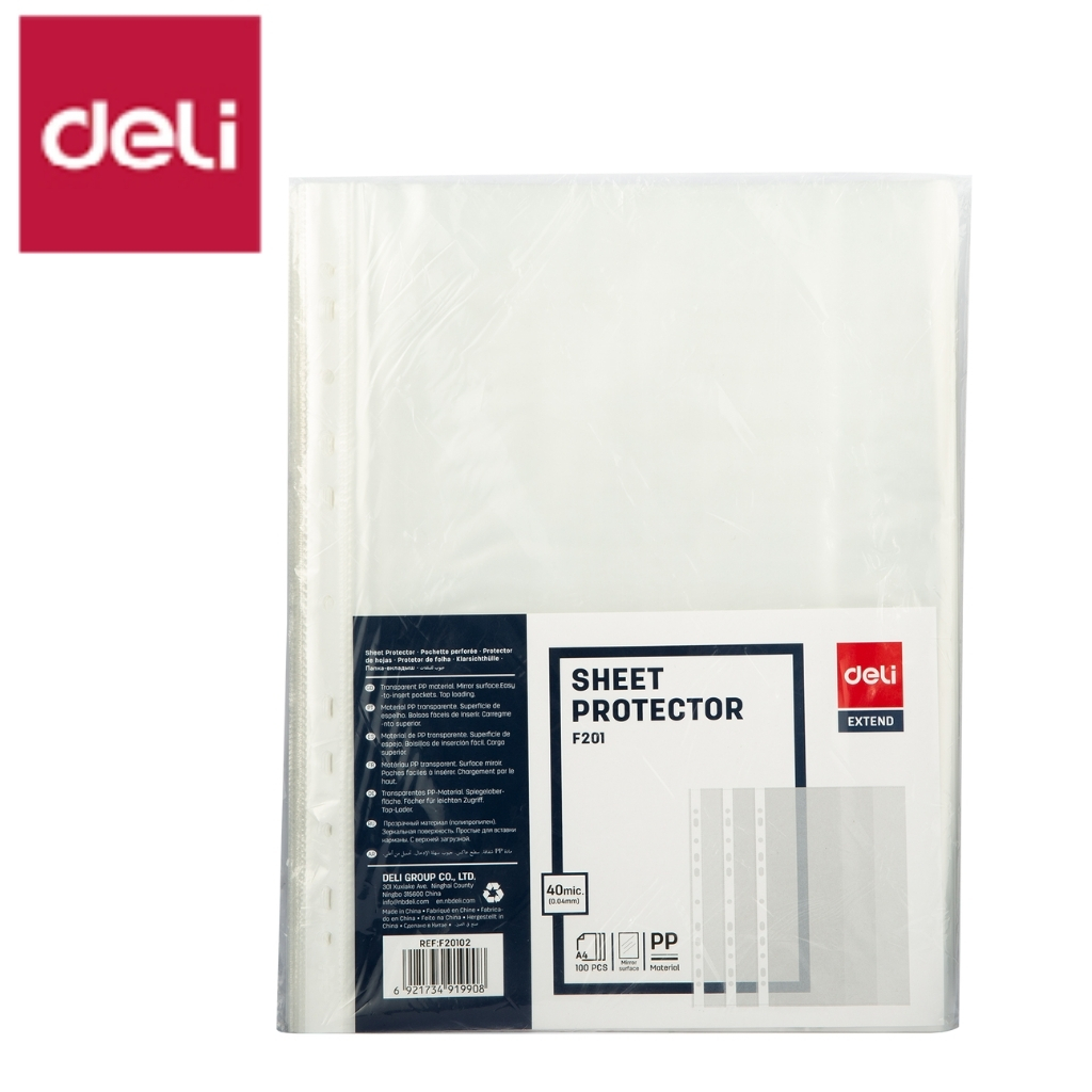 DELI F201 SHEET PROTECTOR A4 40MIC