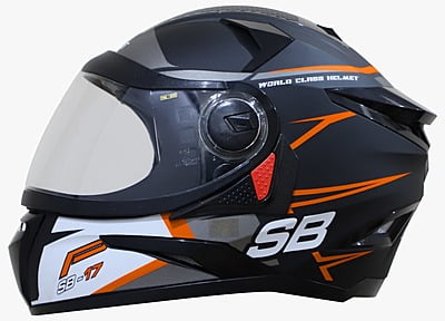 STEELBIRD SBH-17 ROBOT ICE MATT BLACK/FLU D.ORANGE C/V (L)