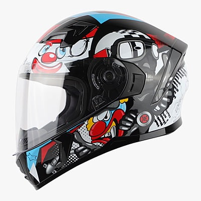 STEELBIRD SBA-21 COMIC GLOSSY BLACK/WHITE C/V (L)