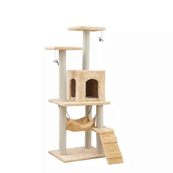 Luxury Multi-Level Cat Tree Tower with Condo, Hammock & Ladder