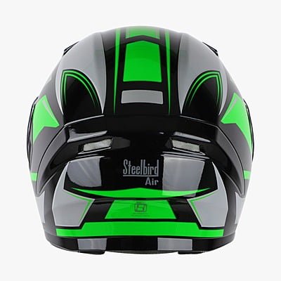 STEELBIRD SBA-21 ISS AIR CARBON GLOSSY BLACK/GREEN C/V (M)