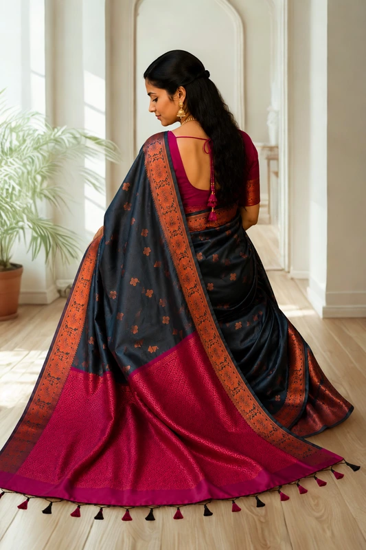 Premium Soft Silk Grey With Pink
