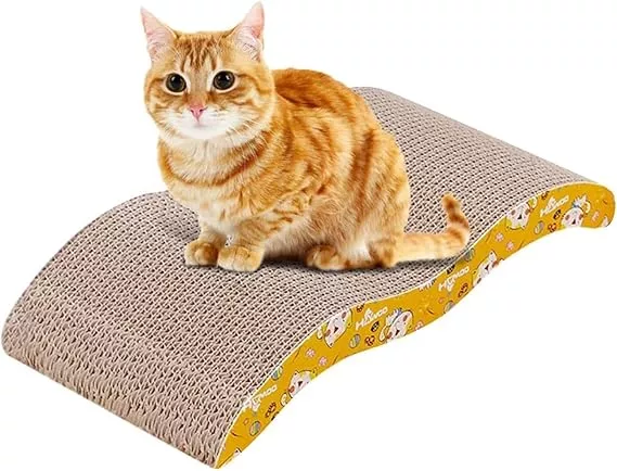 Curved Corrugated Cat Scratcher Bed with Free Catnip