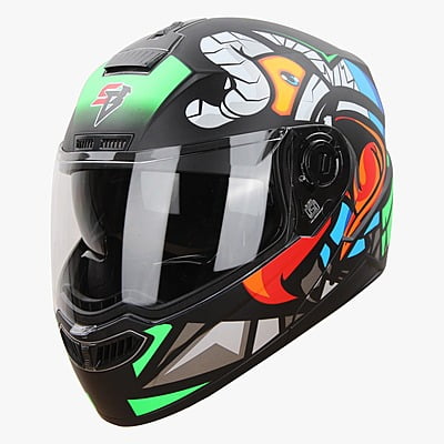 STEELBIRD SBA-7 ISS BIRDIE MATT BLACK/GREEN C/V (M)