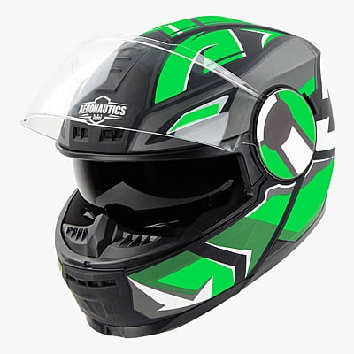 STEELBIRD SBH-40 ISS SPEED GLOSSY BLACK/GREEN C/V 580 MM