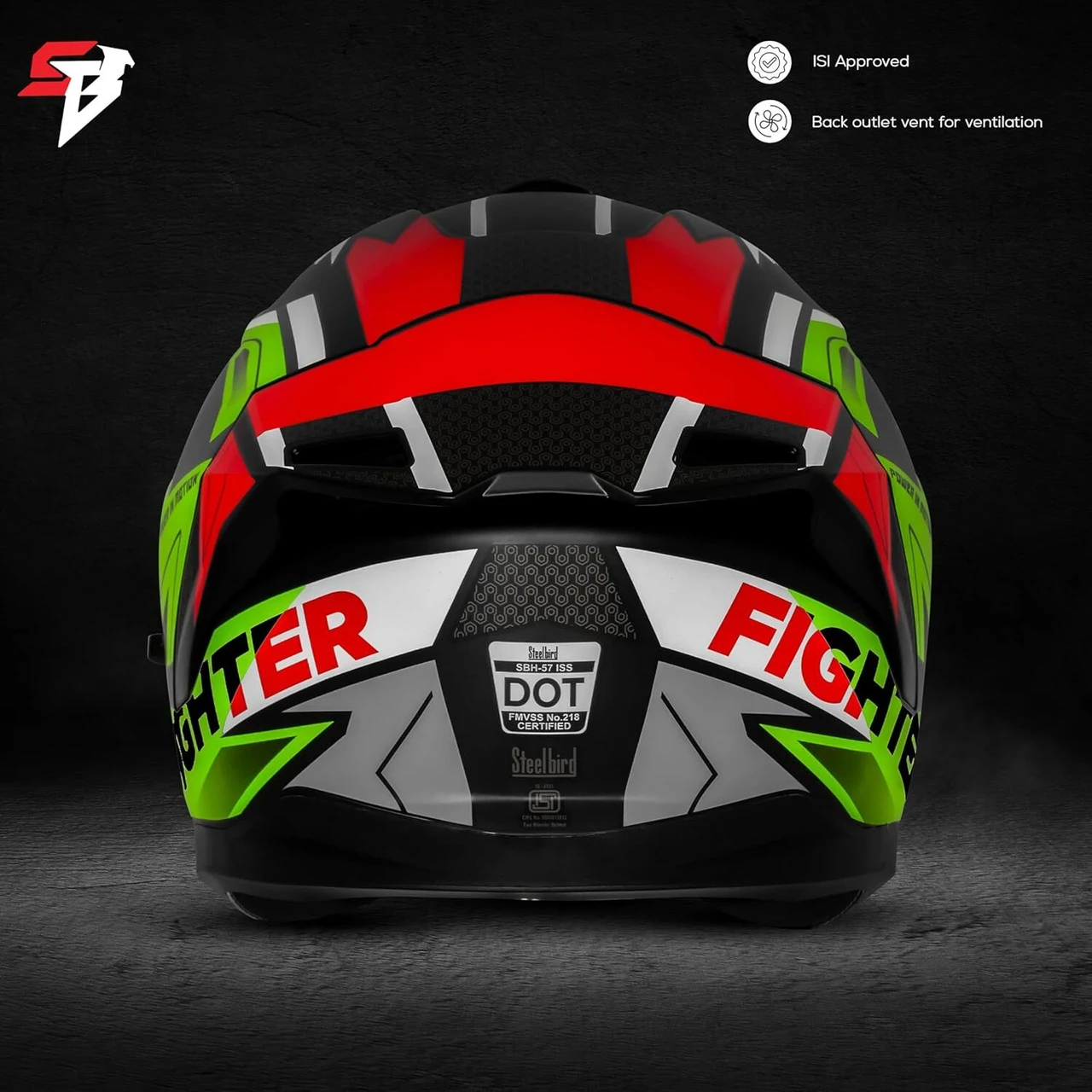 STEELBIRD SBH-57 ISS FIGHTER F7 GLOSSY BLACK/NEON C/V 620MM WITH EXTRA SMOKE VISOR STEELBIRD SBH-57 ISS FIGHTER F7 GLOSSY BLACK/NEON C/V 620MM WITH EXTRA SMOKE VISOR