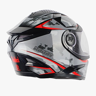 STEELBIRD SBH-17 ROBOT CAMO MATT BLACK/RED C/V (L)