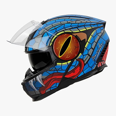 STEELBIRD SBH-40 ISS MAMBA GLOSSY BLACK/BLUE C/V 580 MM (HIGH END)