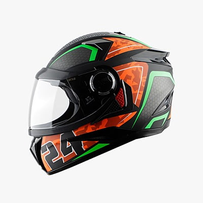 STEELBIRD SBH-17 ROBOT 24 MAT BLACK+ORANGE C/V (L)