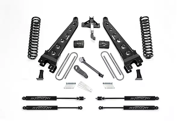 FABTECH Lift Kit Suspension 4 Rad Arm System with Coils