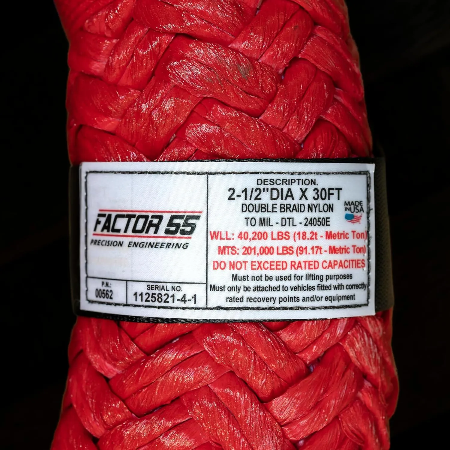 Factor 55 Extreme Duty Kinetic Energy Recovery Rope, 2-1/2 inch Diameter x 30' Length