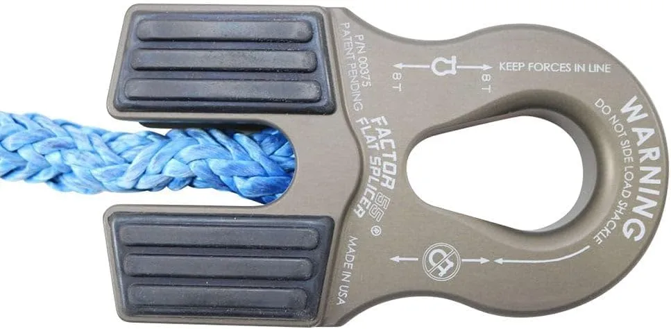 Factor 55 Flat Splicer Low-Profile Design for Synthetic Rope, Fits Synthetic Rope up to 1/2" - Gray
